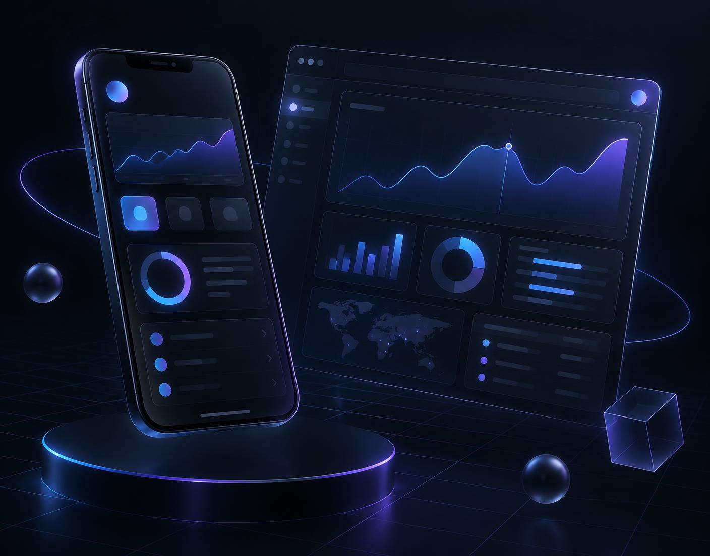 Composición de una app móvil y un panel de gestión desarrollados por BIMBAI